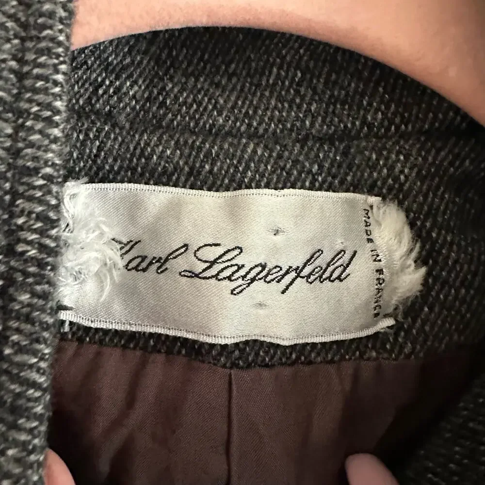 Karl Legerfeld Rare Vintage 90s Gray Tweed Military Steampunk Style Jacket